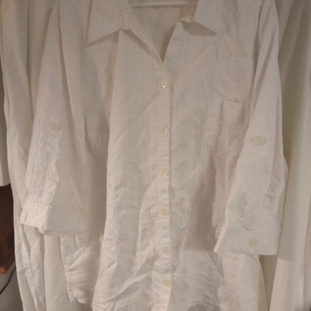 LIZ & ME 4X -30W-23W WHITE BUTTON DOWN